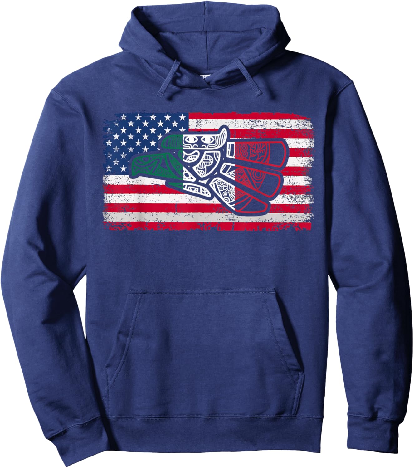 Mexico Vintage Mexican Flag Pride Hecho en Mexico Jersey USA Hoodie - Hoodie | Navy