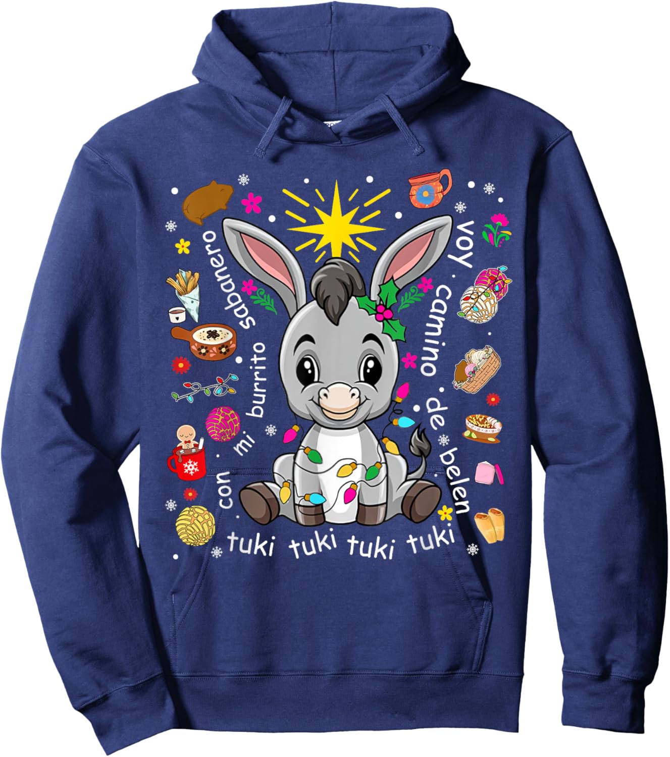 Mi Burrito Sabanero Mexican Christmas Donkey Spanish Xmas Hoodie - Hoodie | Navy