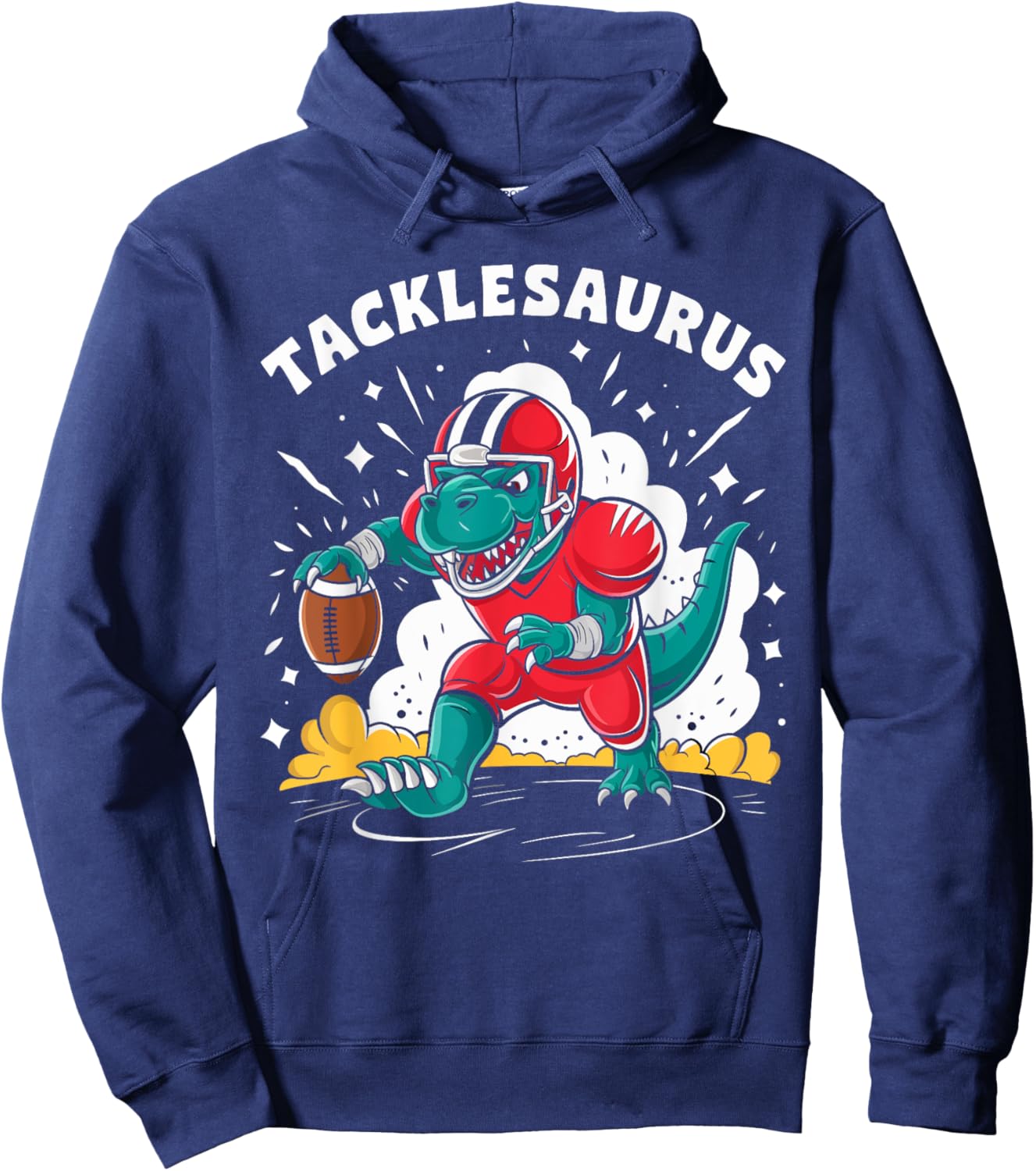 Tacklesaurus Dinosaur Playing Football Funny Football Kids Hoodie - Hoodie | Navy