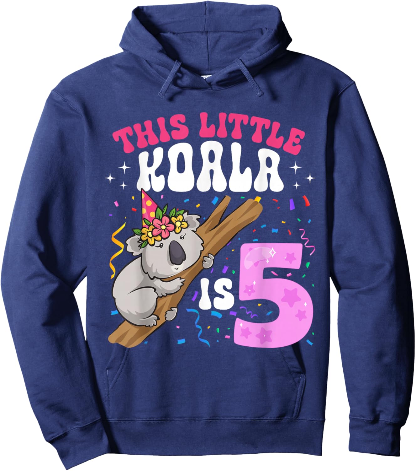 This Little Koala Is 5 Years Old 5th Birthday Koala Girl Hoodie - Hoodie | Navy