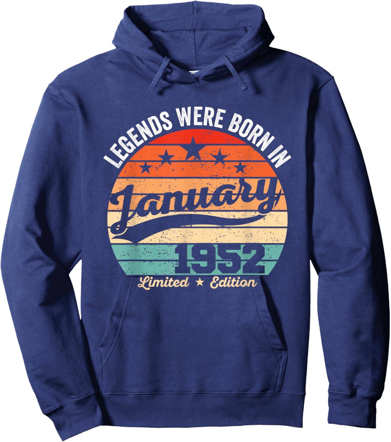 Vintage 74th Birthday Legends were Born in January 1952 Hoodie - Hoodie | Navy