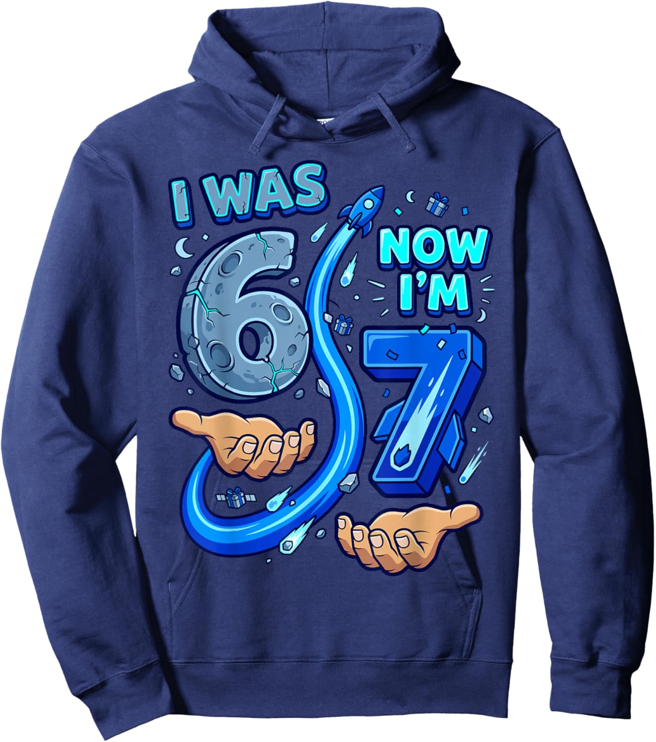 I was 6 Now I'm 7 7th Birthday 6 7 Birthday Boys Hoodie - Hoodie | Navy