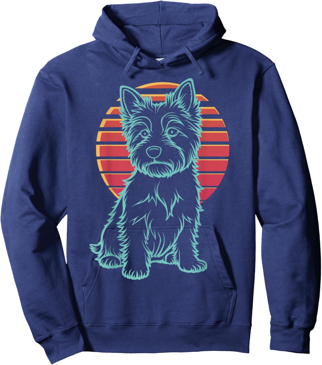 Yorkshire Terrier Yorkie Dog Owner Retro Synthwave 80s Hoodie - Hoodie | Navy