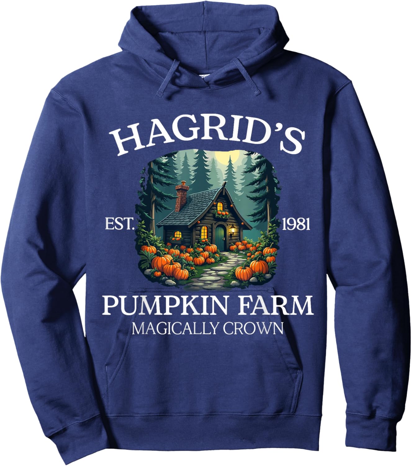 Hagrid's Pumpkin Farm - Magical Rustic Autumn Design Hoodie - Hoodie | Navy