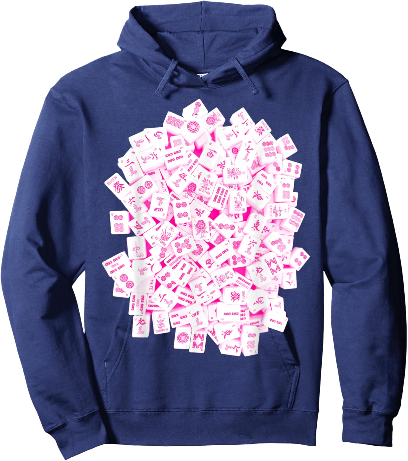 Hot Pink Mah Jong Tiles, Mah Jongg, Mahjong Game Tiles Hoodie - Hoodie | Navy