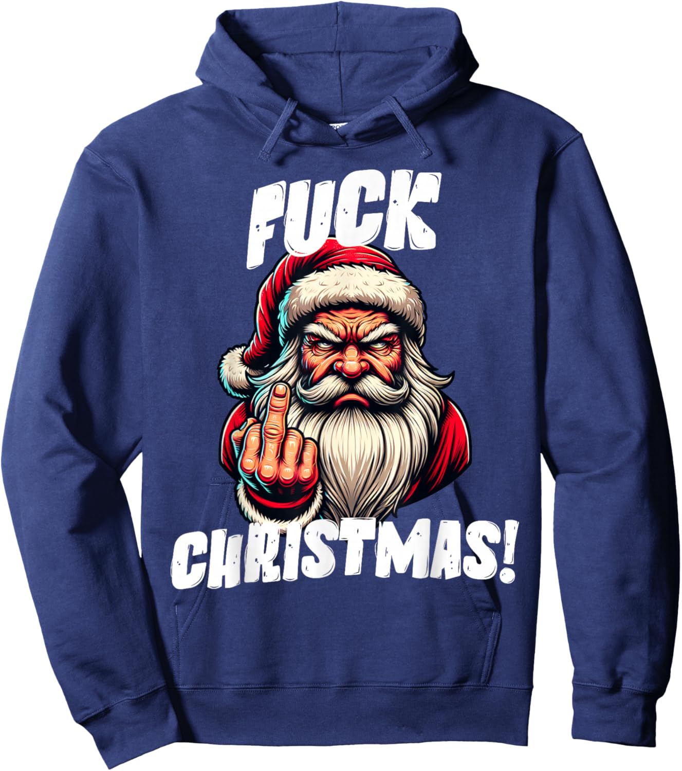 Fuck Christmas Grumpy Santa Claus Hoodie - Hoodie | Navy