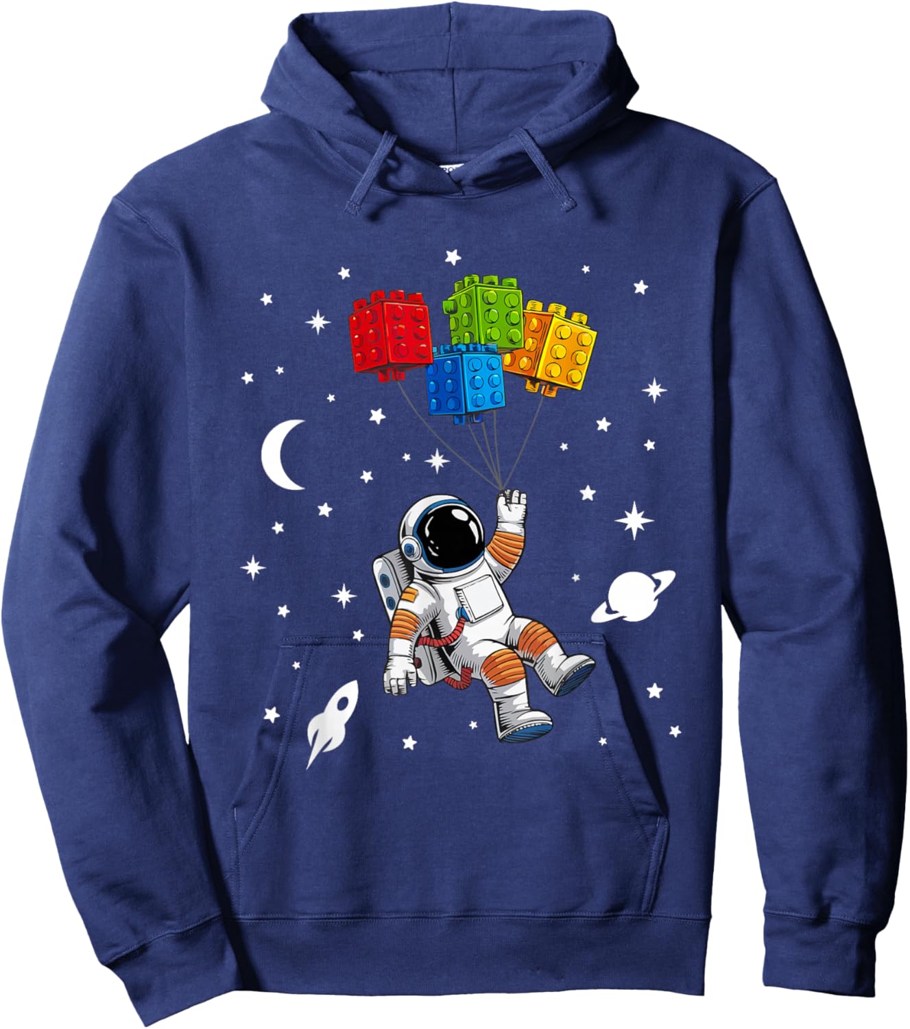 Space Astronaut Funny Building Blocks Bricks Master Builder Hoodie - Hoodie | Navy
