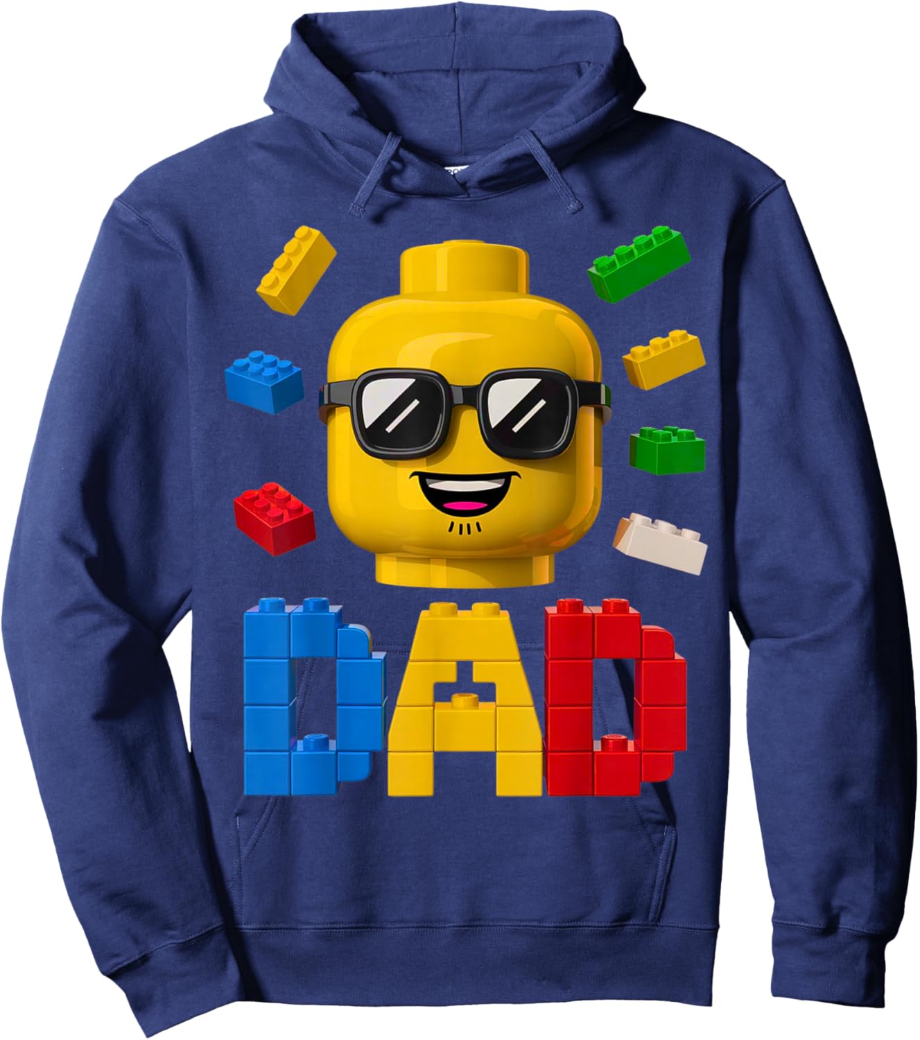 Family Dad Master Builder Building Bricks Blocks Fathers Day Hoodie - Hoodie | Navy