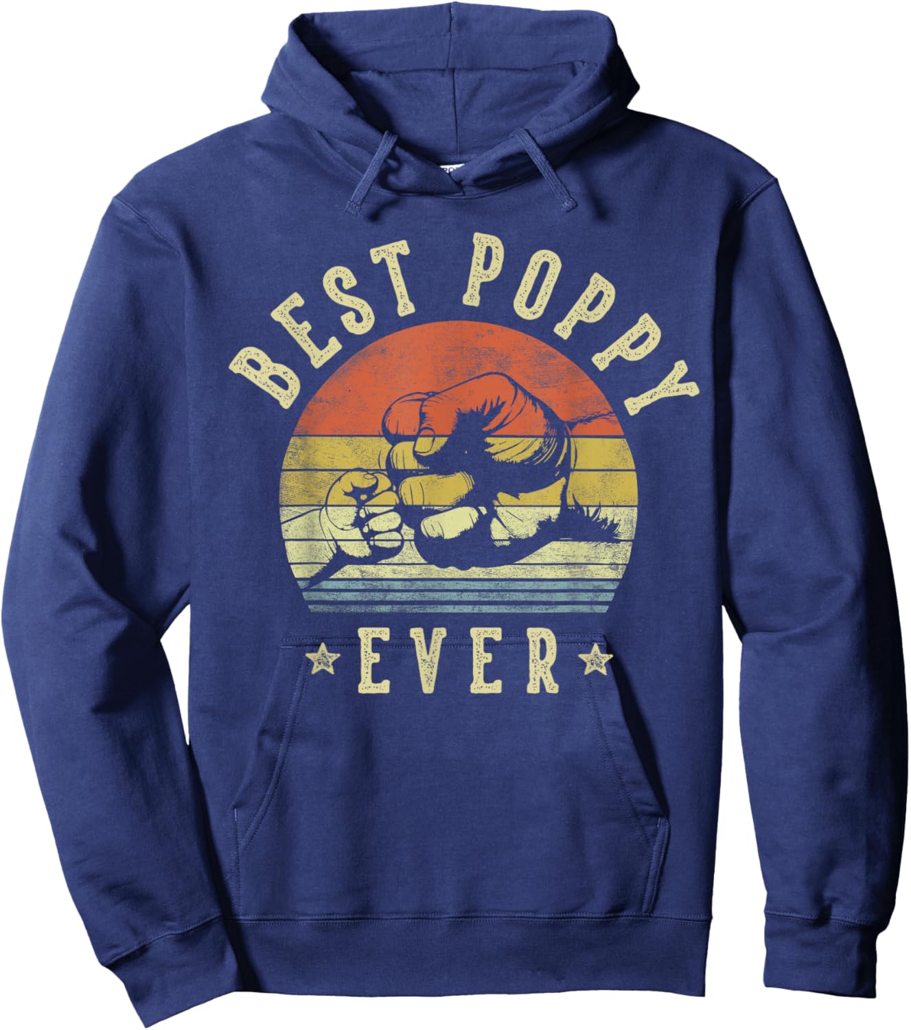 Best Poppy Ever - Retro Fist Bump Vintage Design Poppy Hoodie - Hoodie | Navy