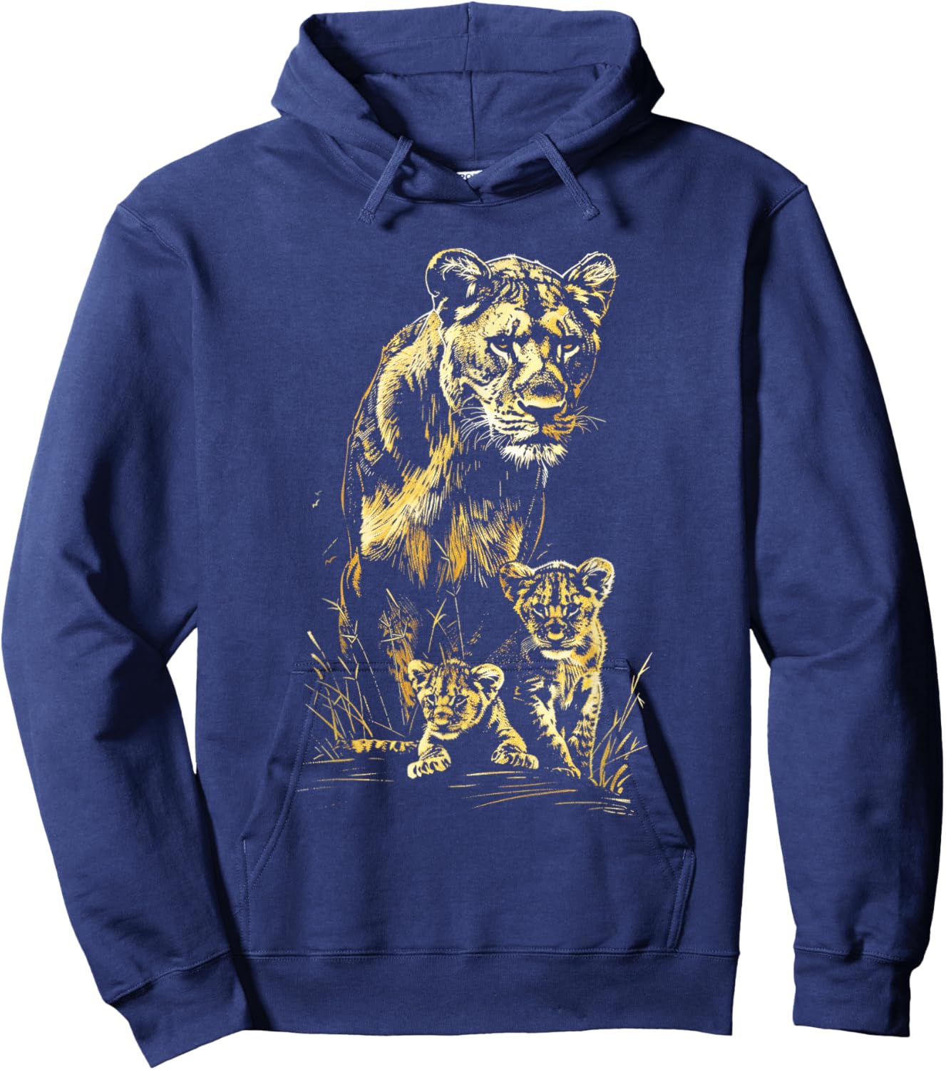 Lioness Cubs Hunting Team Lion Wildlife Sketch Hoodie - Hoodie | Navy