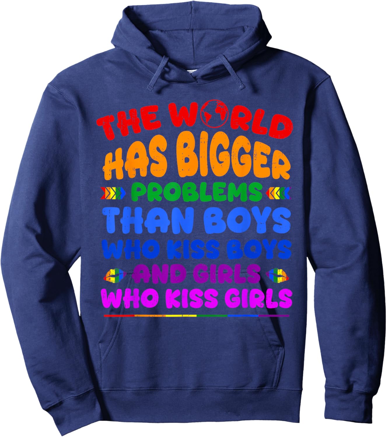 The World Has Bigger Problems Gay Pride Rainbow LGBTQ Women Hoodie - Hoodie | Navy