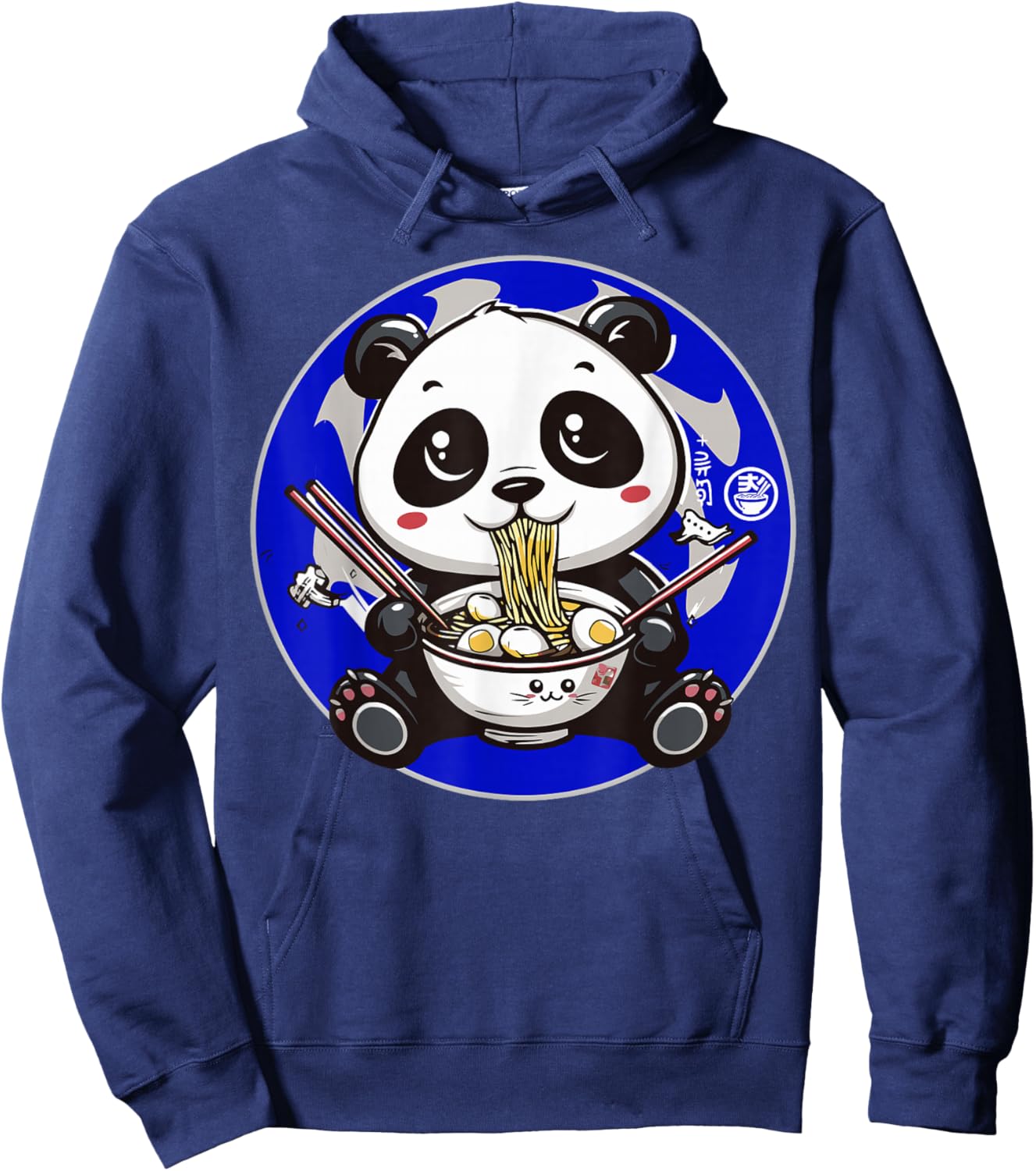 Kawaii Panda Eating Ramen Hoodie - Hoodie | Navy