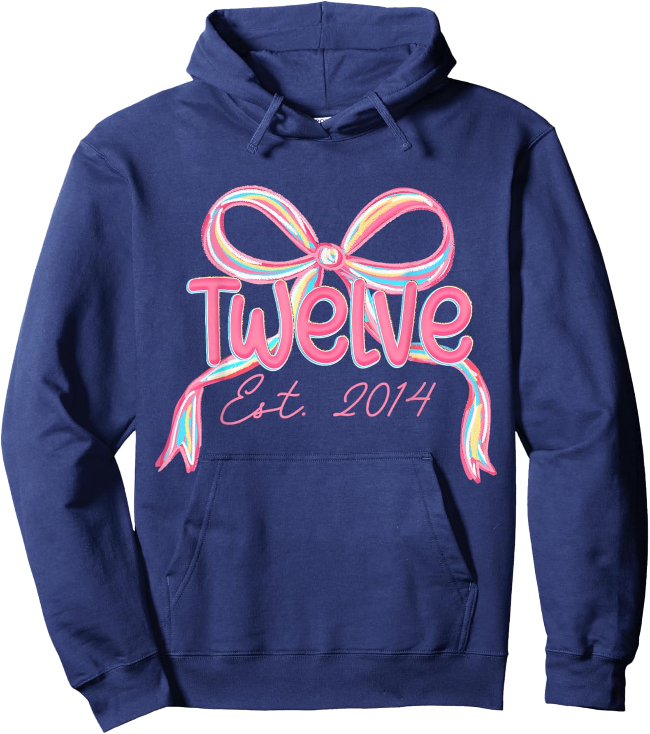 12th Birthday Girl Pink Coquette Bow 12 Years Old Decorations Hoodie - Hoodie | Navy