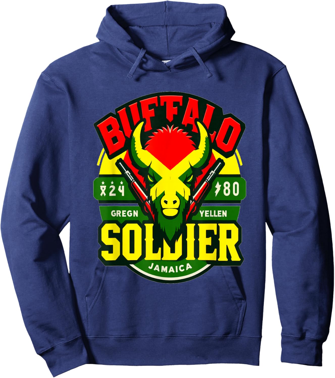 Buffalo Soldier Jamaica Reggae Music Graphic Classic Hoodie - Hoodie | Navy