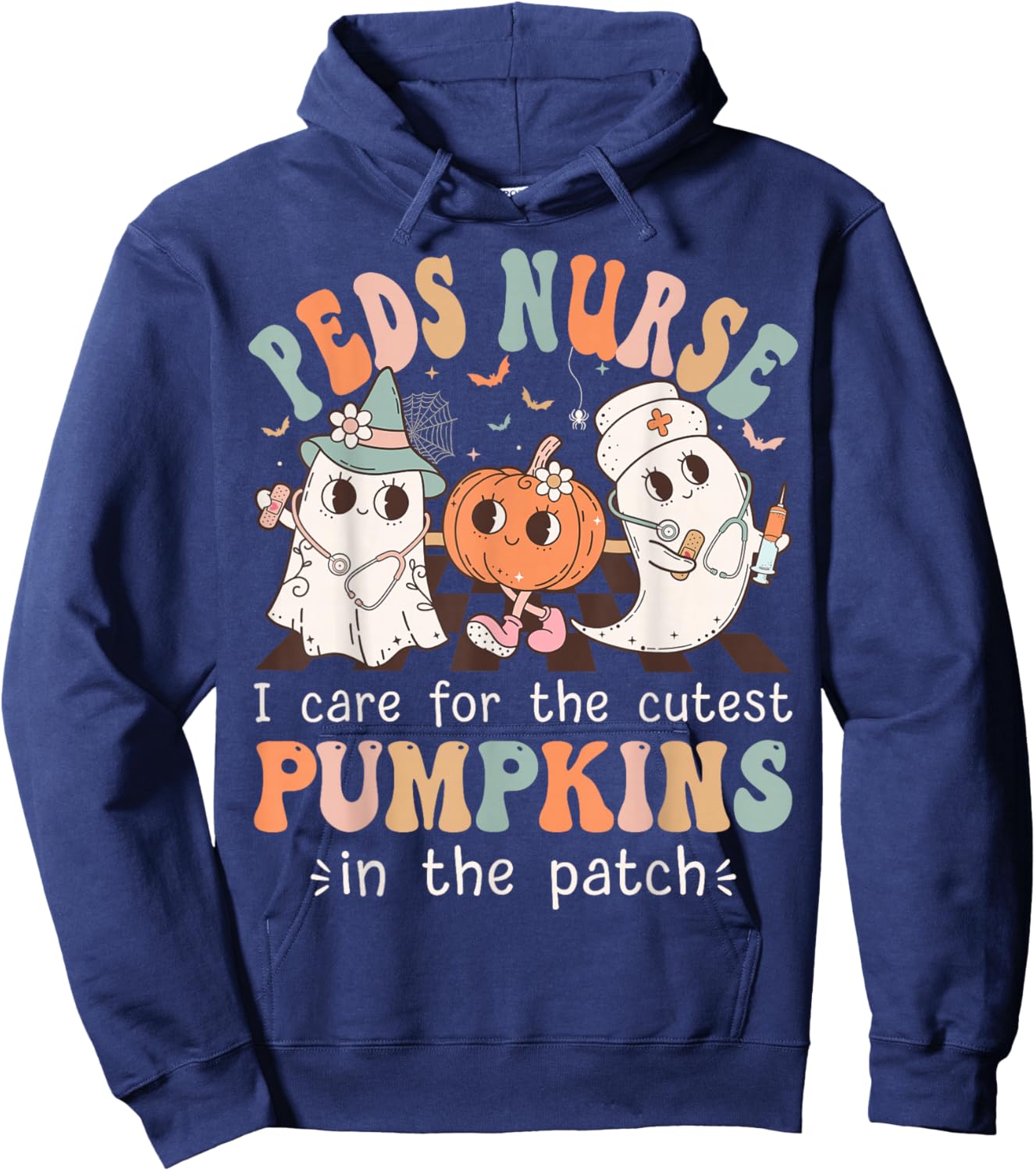 Peds Nurse Cutest Pumpkins Halloween Pediatric Nurse Hoodie - Hoodie | Navy