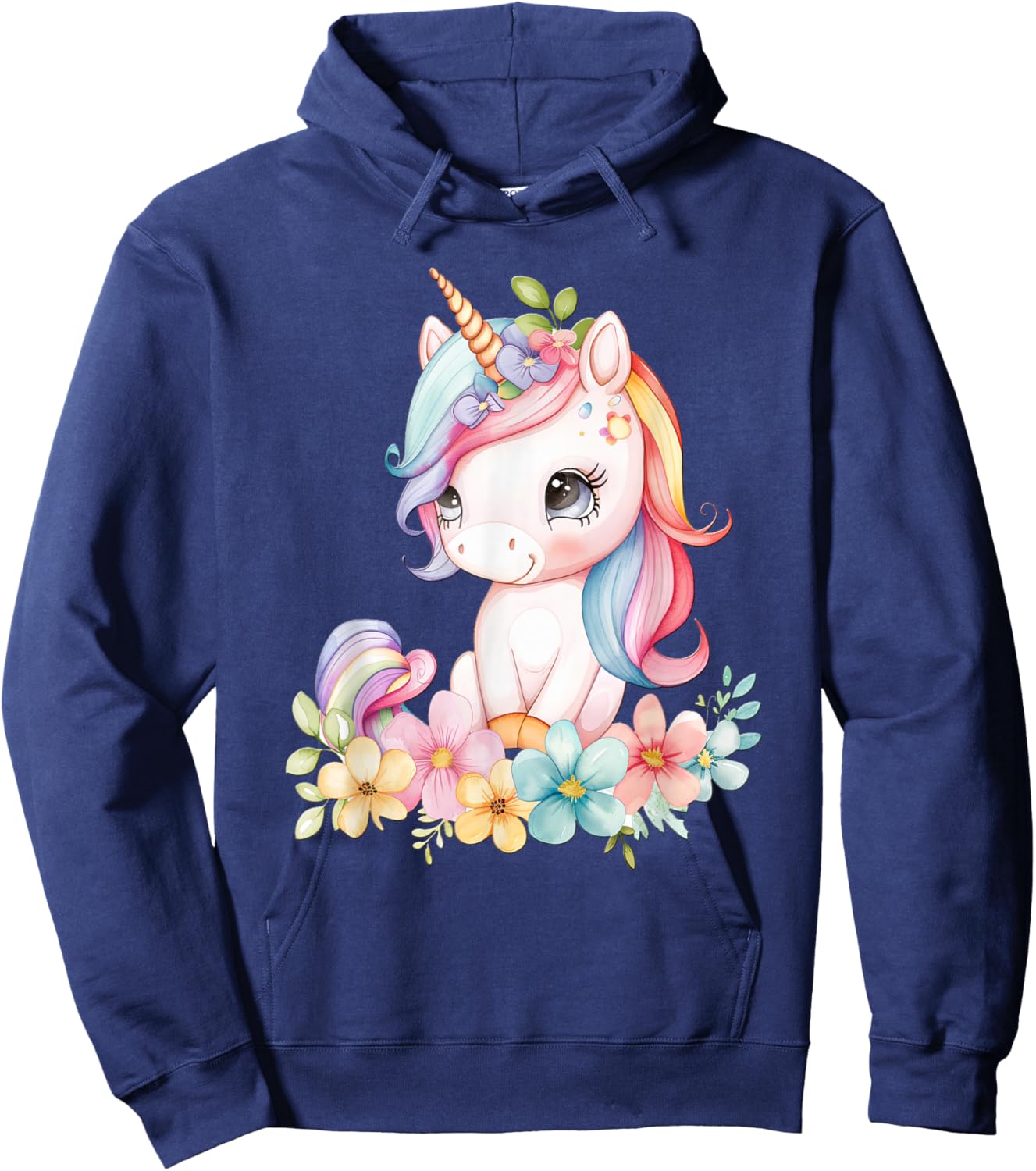 Baby Unicorn with Flowers Cute Lil Unicorns Horse Daughter Hoodie - Hoodie | Navy
