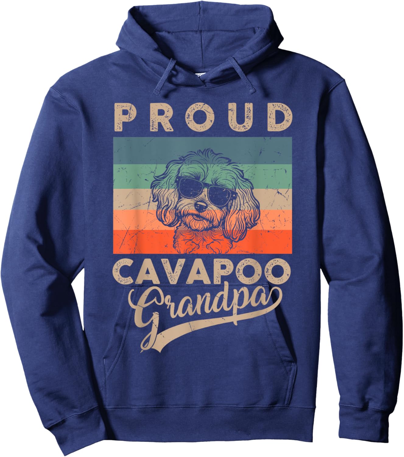 Vintage Proud Cavapoo Dog Grandpa Dog Owner Father's Day Women Kids Hoodie - Hoodie | Navy