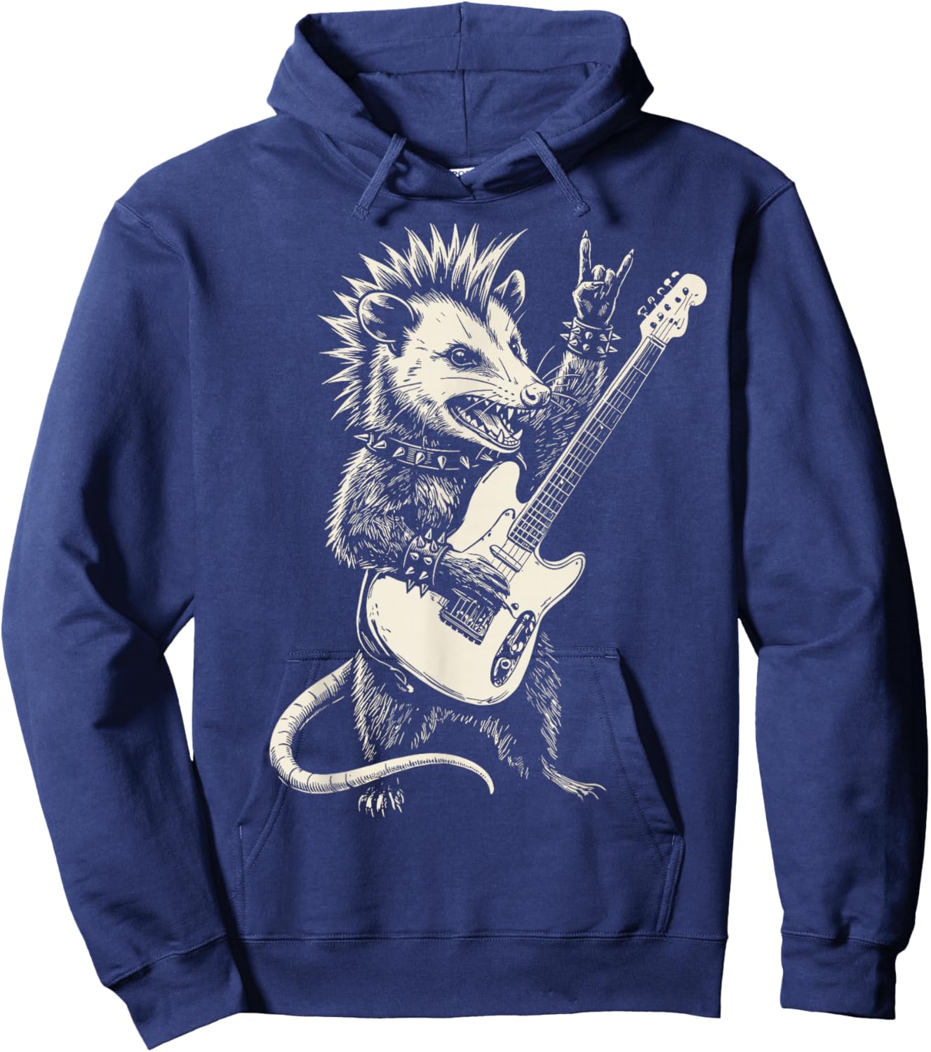 Funny Opossum Playing Guitar Rock and Roll Music Rock Hoodie - Hoodie | Navy