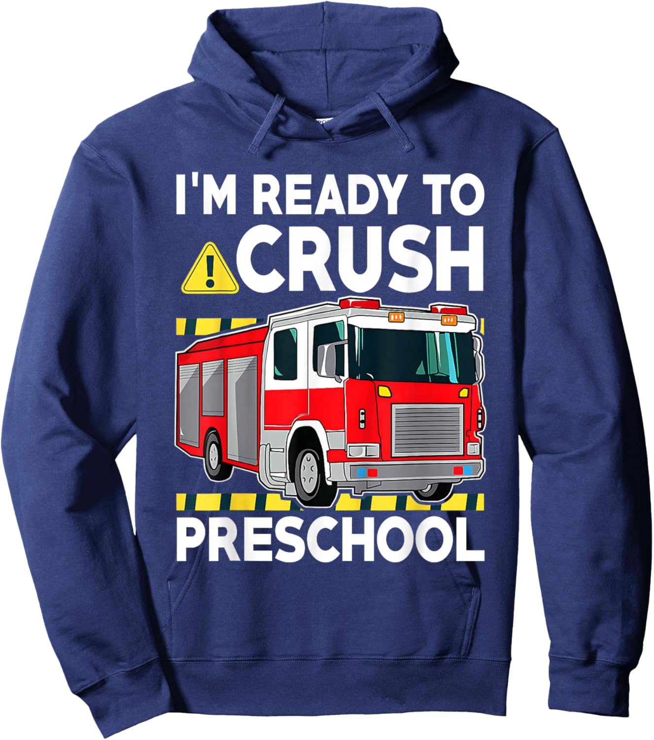 Kids Preschool Boy Fire Truck Back to School Firefighter Boy Hoodie - Hoodie | Navy