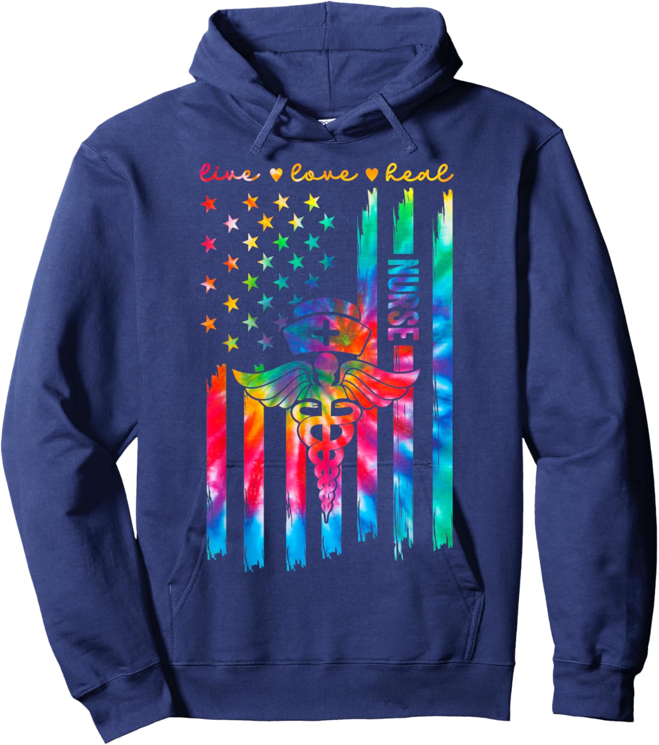 Nurse's Day Happy Nurse Week 2025 Appreciation Nurse Tie Dye Hoodie - Hoodie | Navy