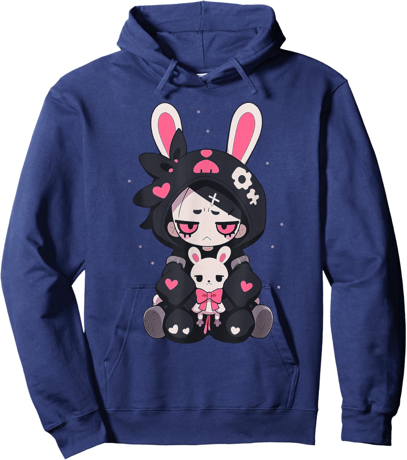 Rabbit Gothic Anime Japanese Creepy E-Girl Otaku Gothic Hoodie - Hoodie | Navy
