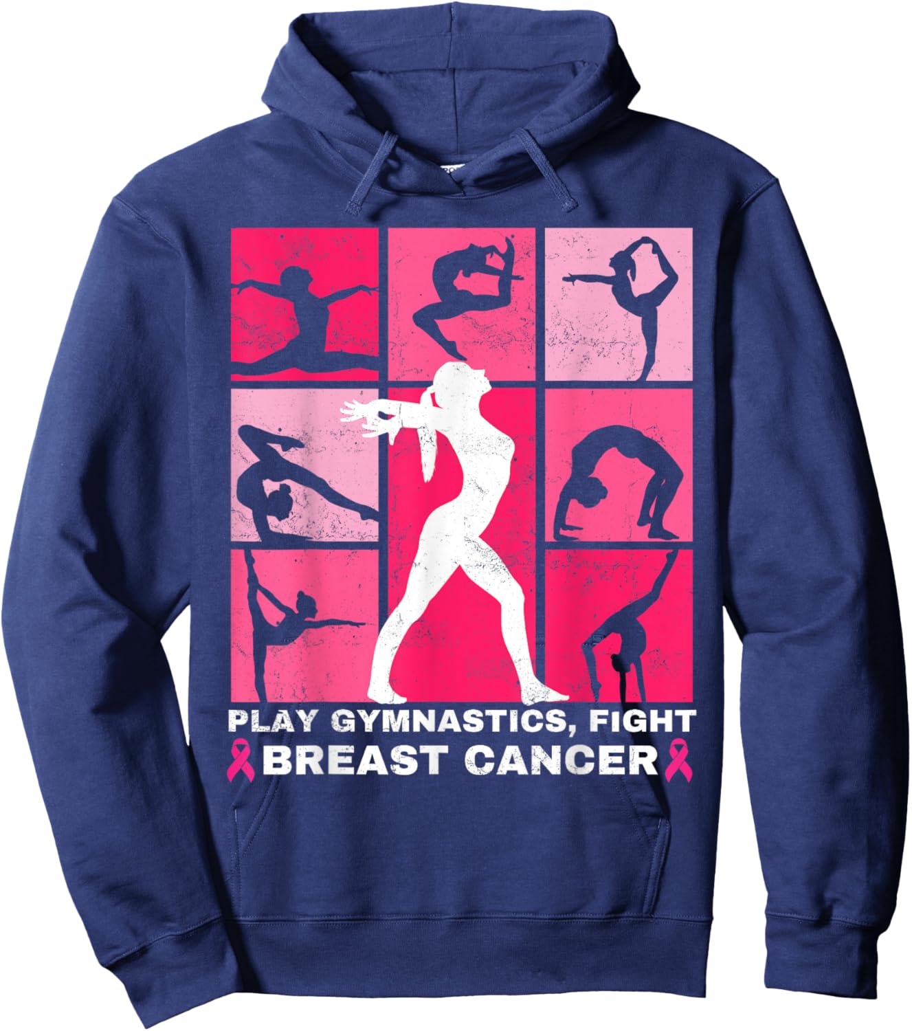 Gymnastics Lovers Breast Cancer Awareness For Gymnast Girls Hoodie - Hoodie | Navy