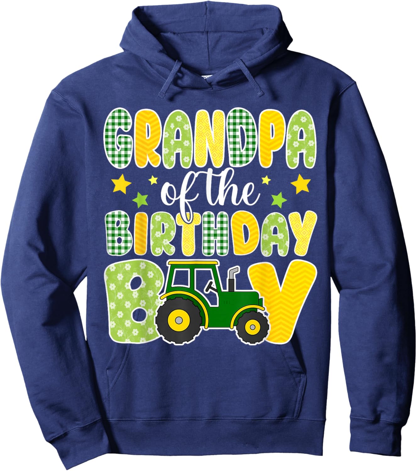 Grandpa of The Birthday Boy Tractors Farm Trucks Family Hoodie - Hoodie | Navy