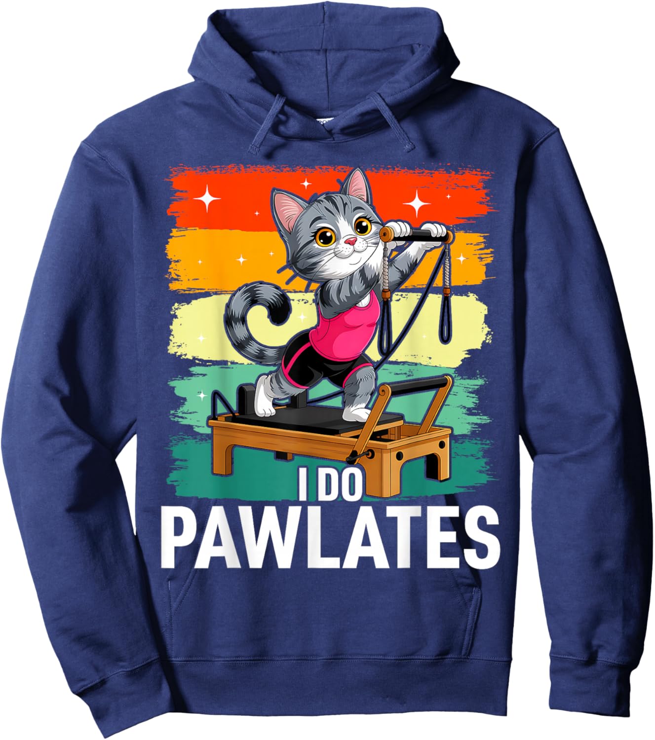 Pilates I Do Pawlates Cat Yoga Hoodie - Hoodie | Navy