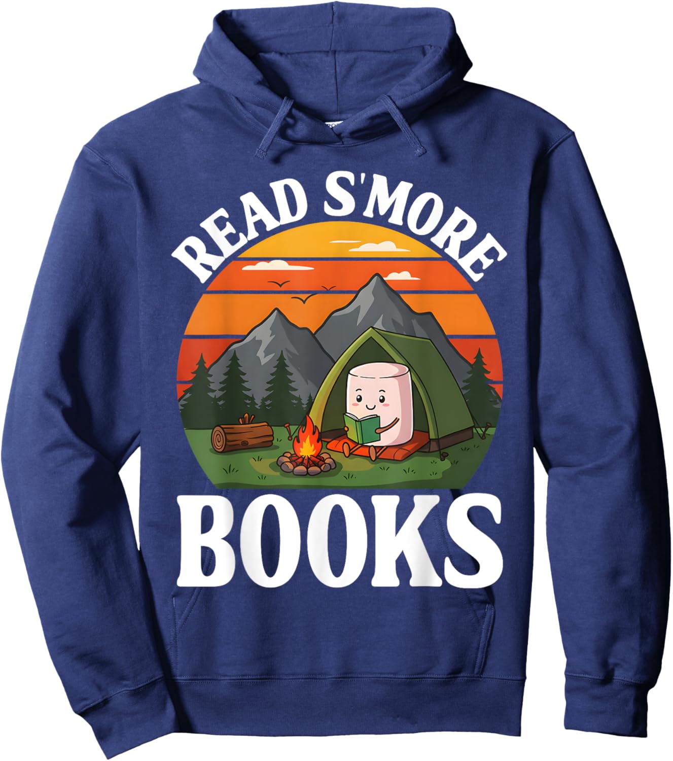 Read S'more Books Camping Outdoors Travel Campfire Smores Hoodie - Hoodie | Navy