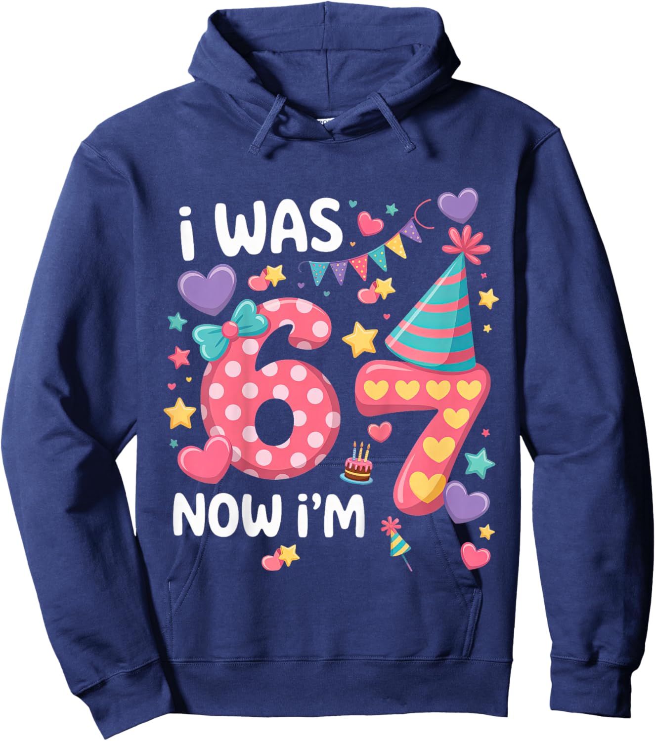 I was 6 Now I'm 7 Girls 7 Years Old Birthday Girl 7 Birthday Hoodie - Hoodie | Navy