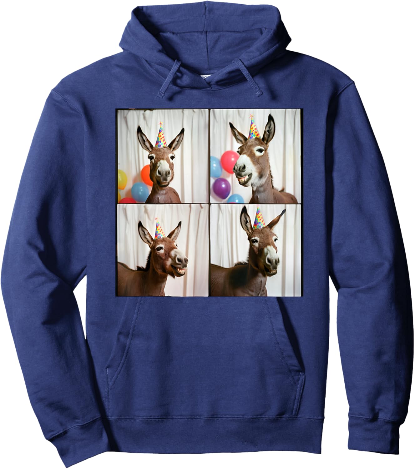 Laughing Donkey Face Farmyard Animal Happy Donkey Birthday Hoodie - Hoodie | Navy