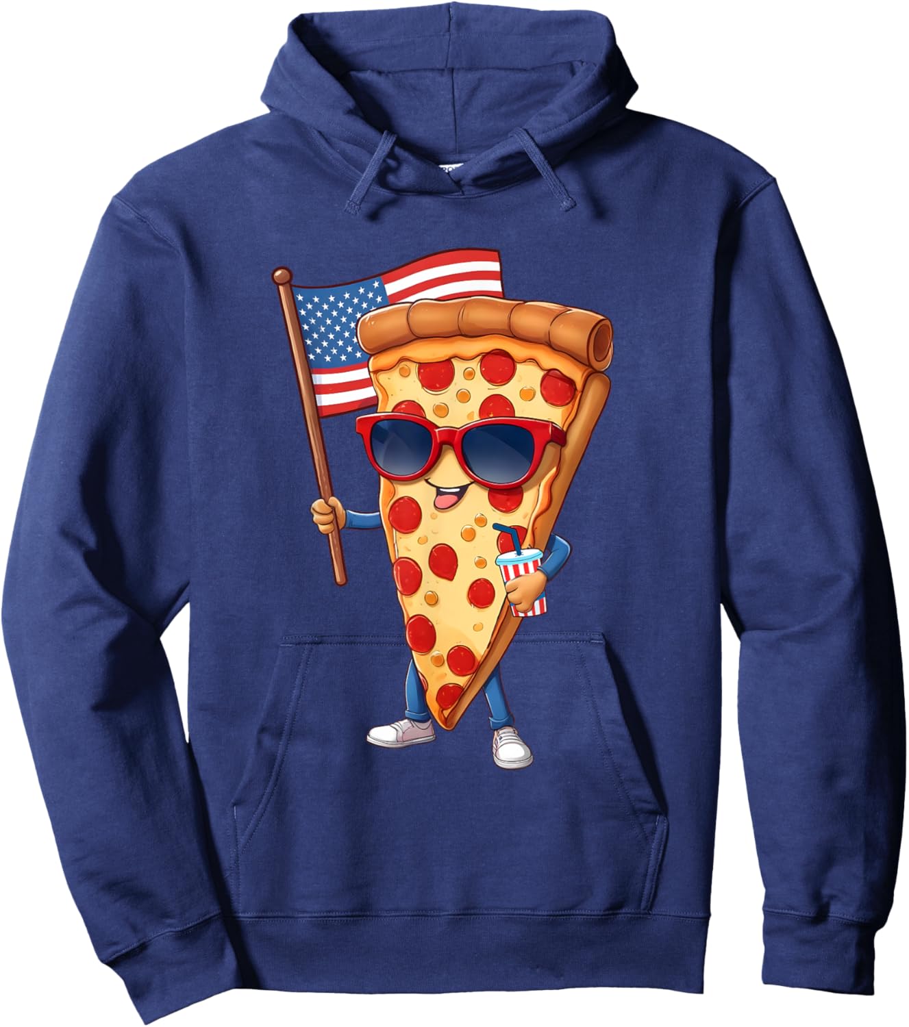 4th Of July Pizza Slice Patriotic American US Flag Kids Boys Hoodie - Hoodie | Navy