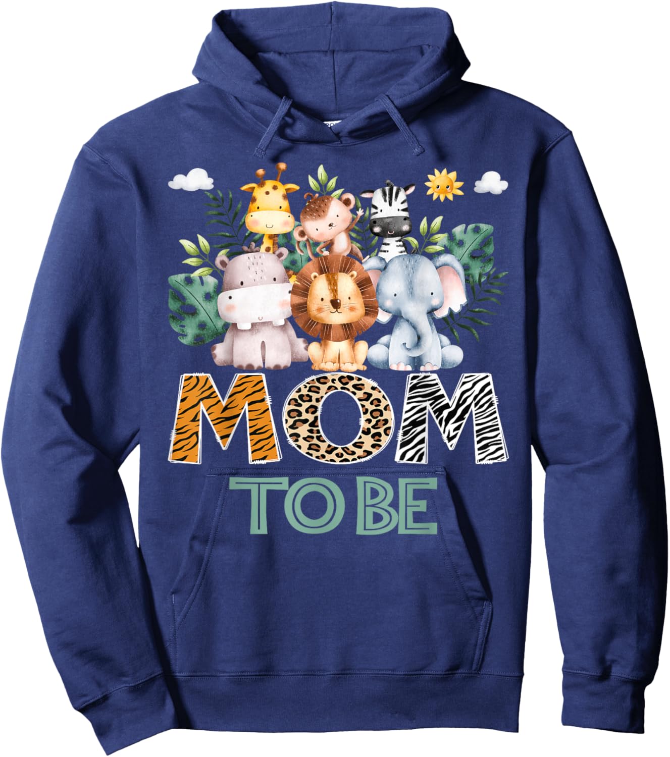 Soon To Be Mom Jungle Animal Safari Gender Reveal Hoodie - Hoodie | Navy