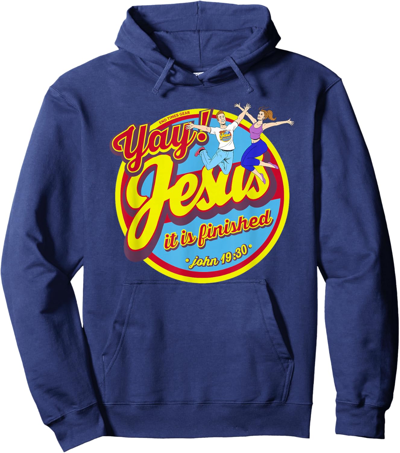 Yay! Jesus Happy Jumpin Adults Faith End Times Gear AC1 Hoodie - Hoodie | Navy