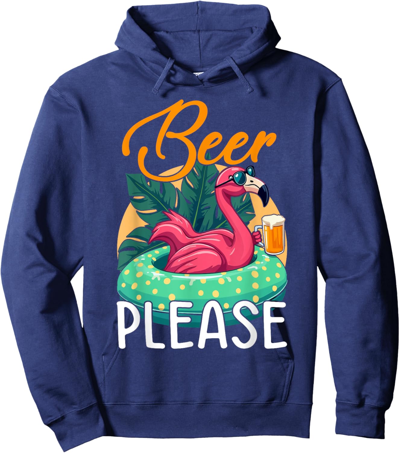 Party Flamingo Beer please Funny Flamingo Party Hoodie - Hoodie | Navy