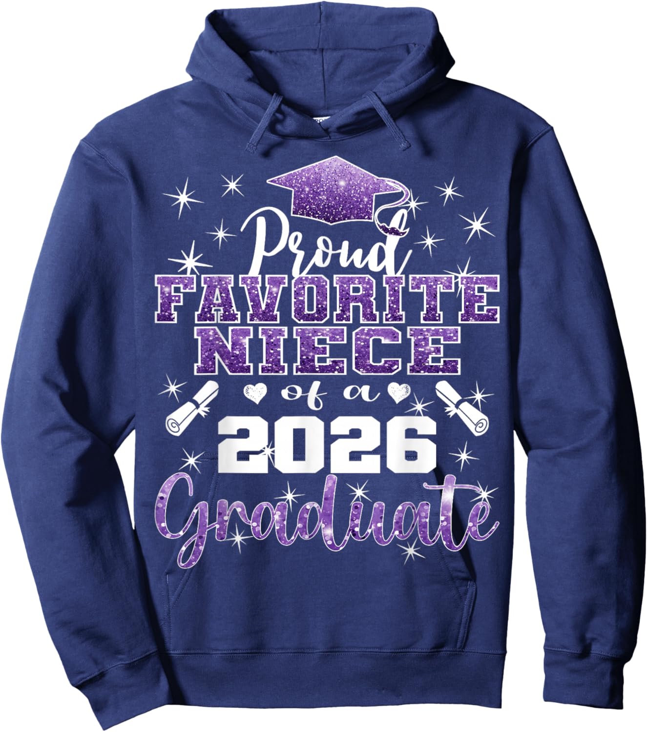 Super Proud Favorite Niece of 2026 Graduate Senior Family Hoodie - Hoodie | Navy