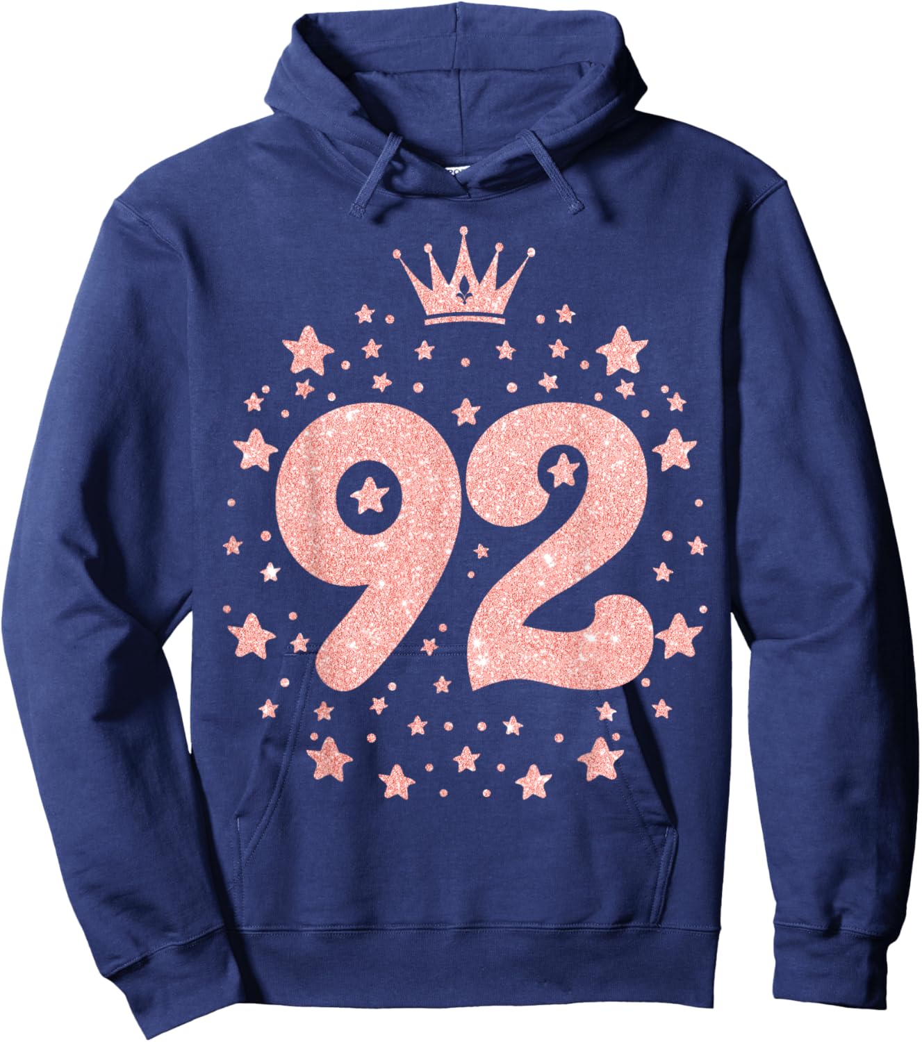 92 Pink Crown 92 Years Old Happy 92nd Birthday Girl Women Hoodie - Hoodie | Navy