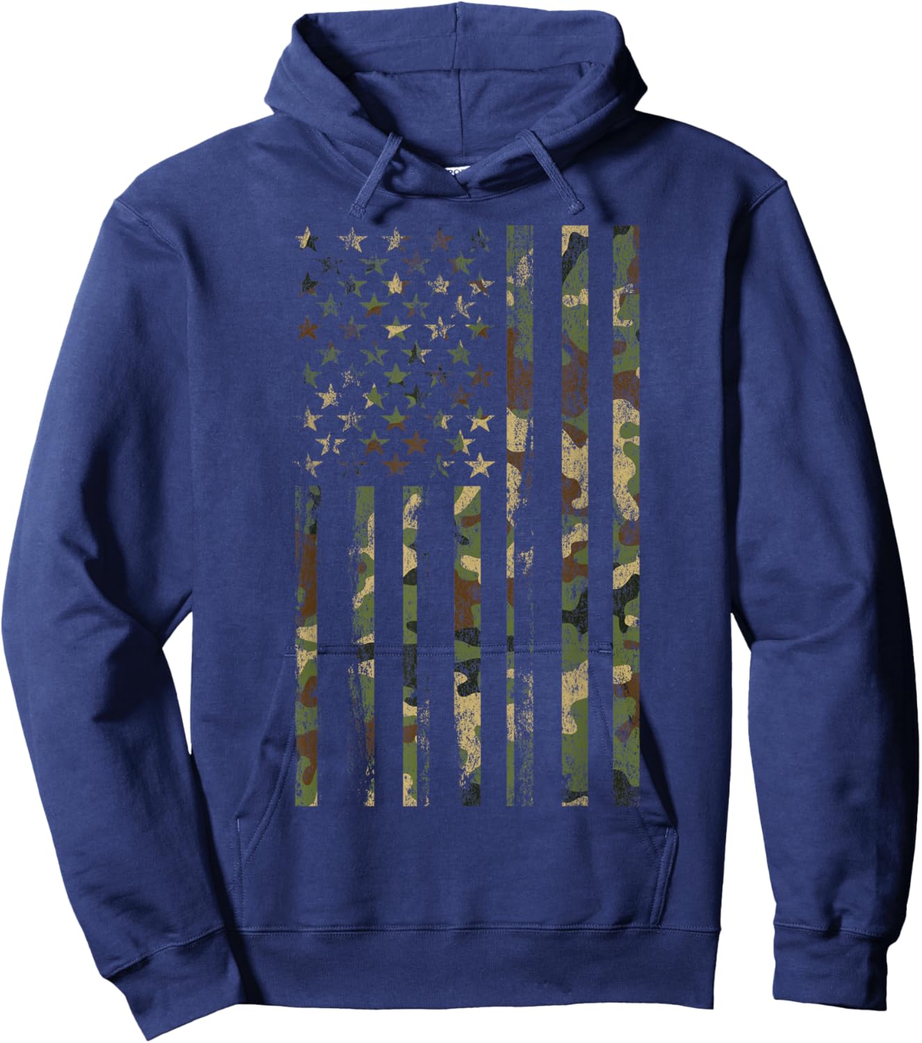 Camouflage American Flag Distressed 4th of July Patriot Camo Hoodie - Hoodie | Navy