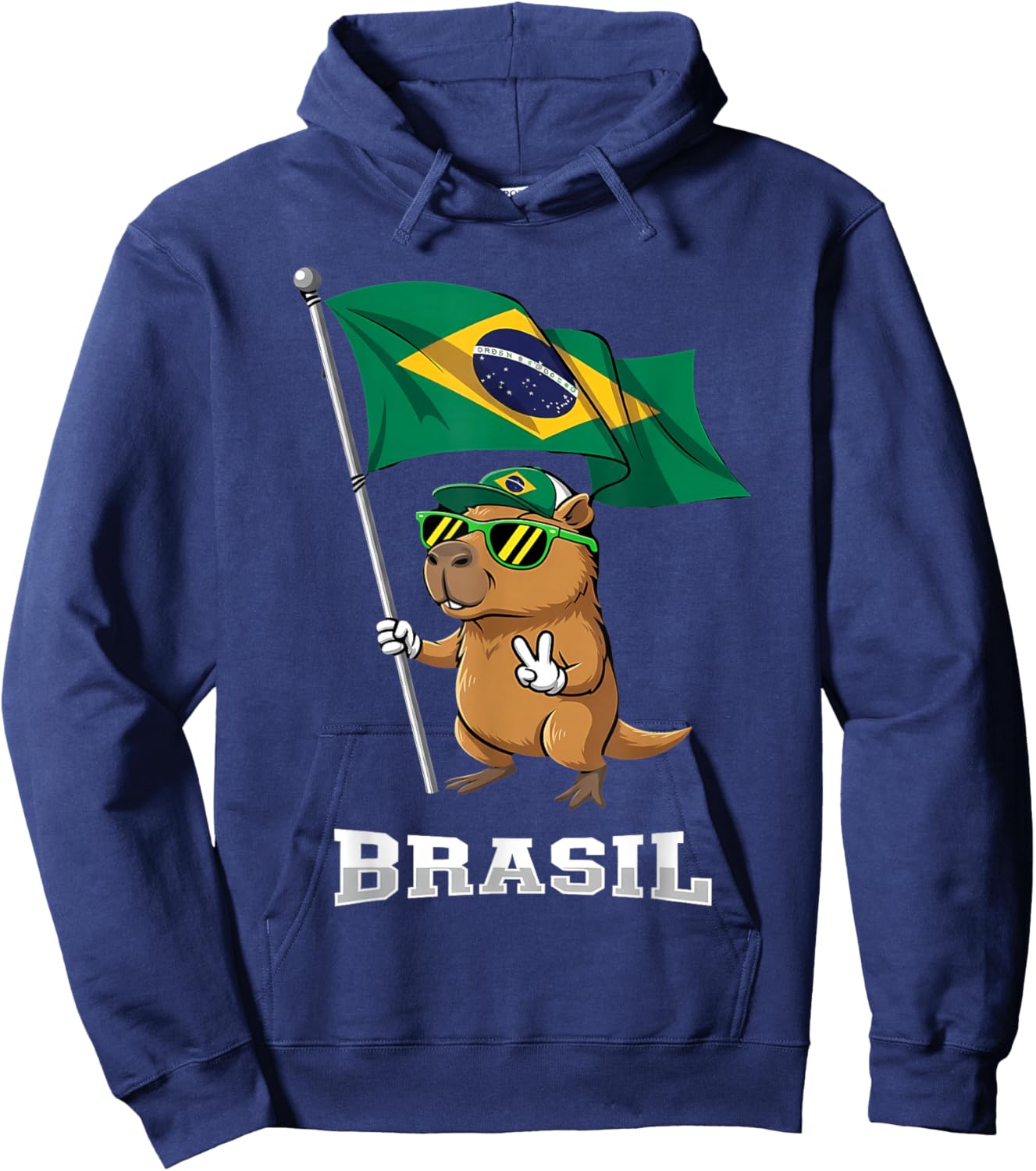 Brasil Flag Capybara Brazilian Pride Brasilian Roots Brazil Hoodie - Hoodie | Navy
