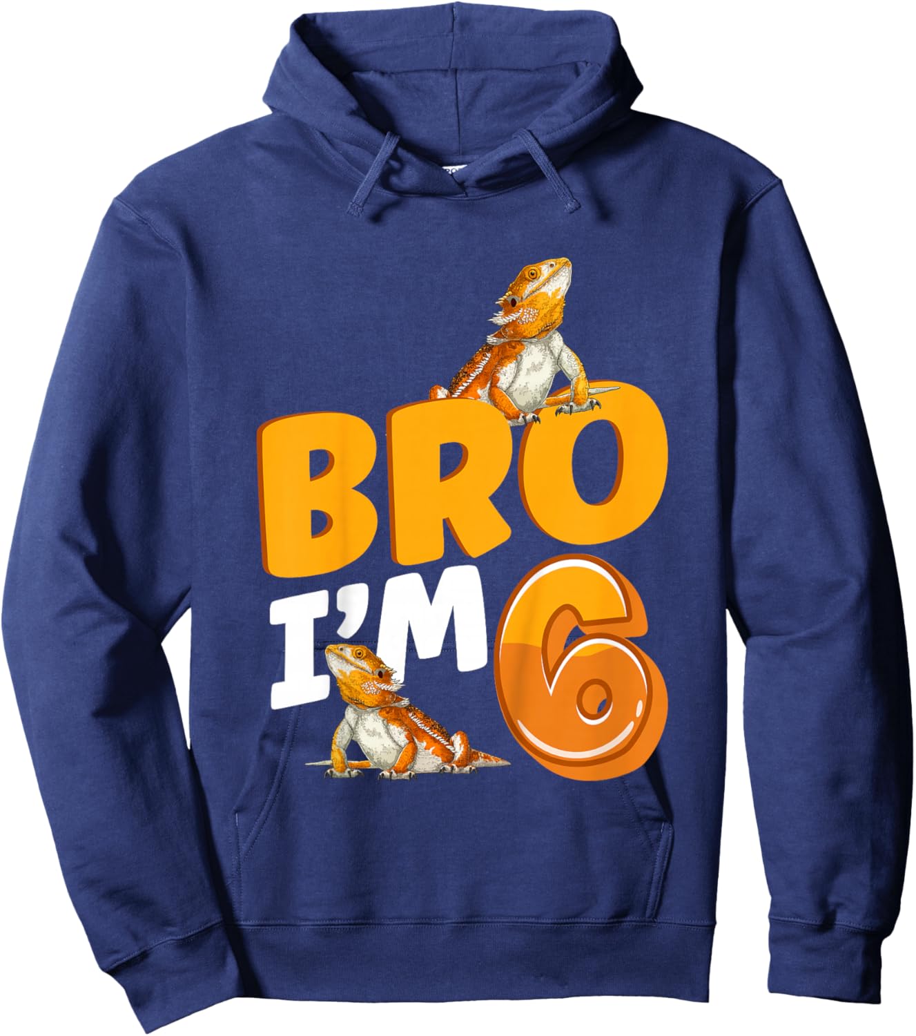 6th Reptile Birthday Six Year Old Bearded Dragon Birthday Hoodie - Hoodie | Navy