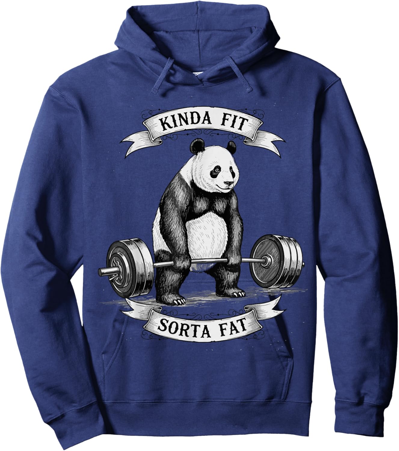 Powerlifting Fat Guy Shirt Kinda Fit Sorta Fat Panda Hoodie - Hoodie | Navy