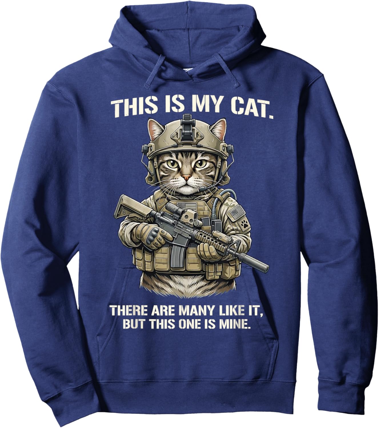 Funny Military Feline Soldier Creed Hoodie - Hoodie | Navy