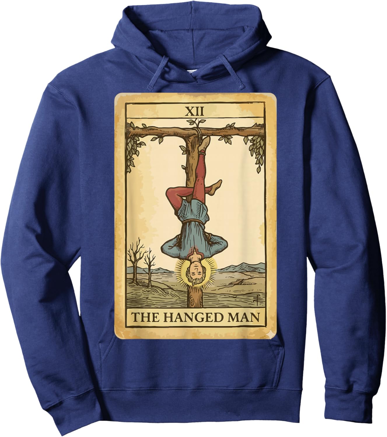 The 12 Tarot Cards Tied Up Man XII Design Occult Hoodie - Hoodie | Navy