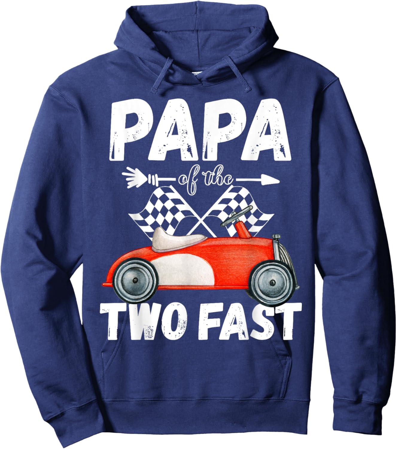 Papa Of The Two Fast 2 Curious Birthday 2nd Little Racer Hoodie - Hoodie | Navy