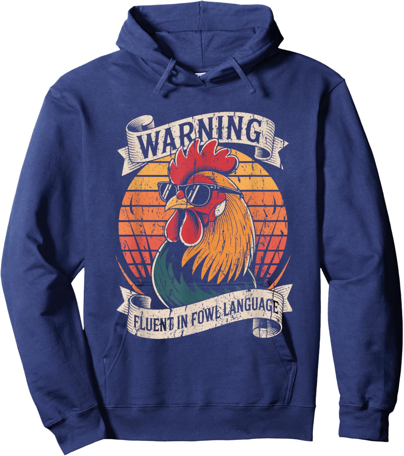 Warning Fluent in Fowl Language Rooster Hoodie - Hoodie | Navy