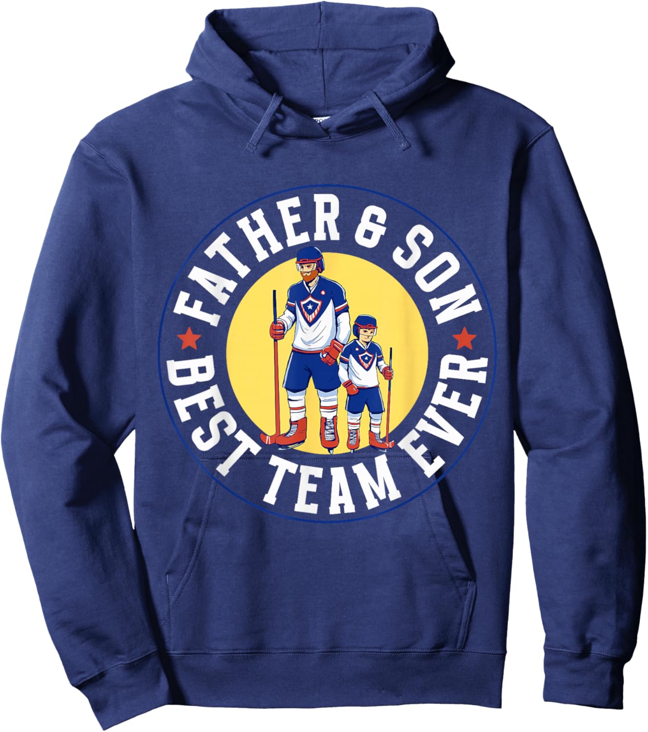 Father & Son Best Team Ever Ice Hockey Matching Father Son Hoodie - Hoodie | Navy