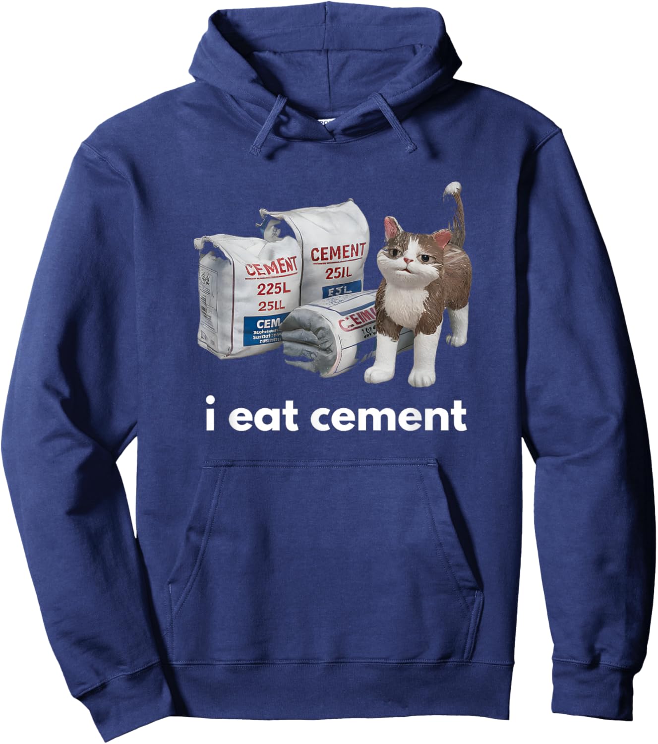 I Eat Cement Cat Funny Cringe Meme Brain Rot Humor Hoodie - Hoodie | Navy