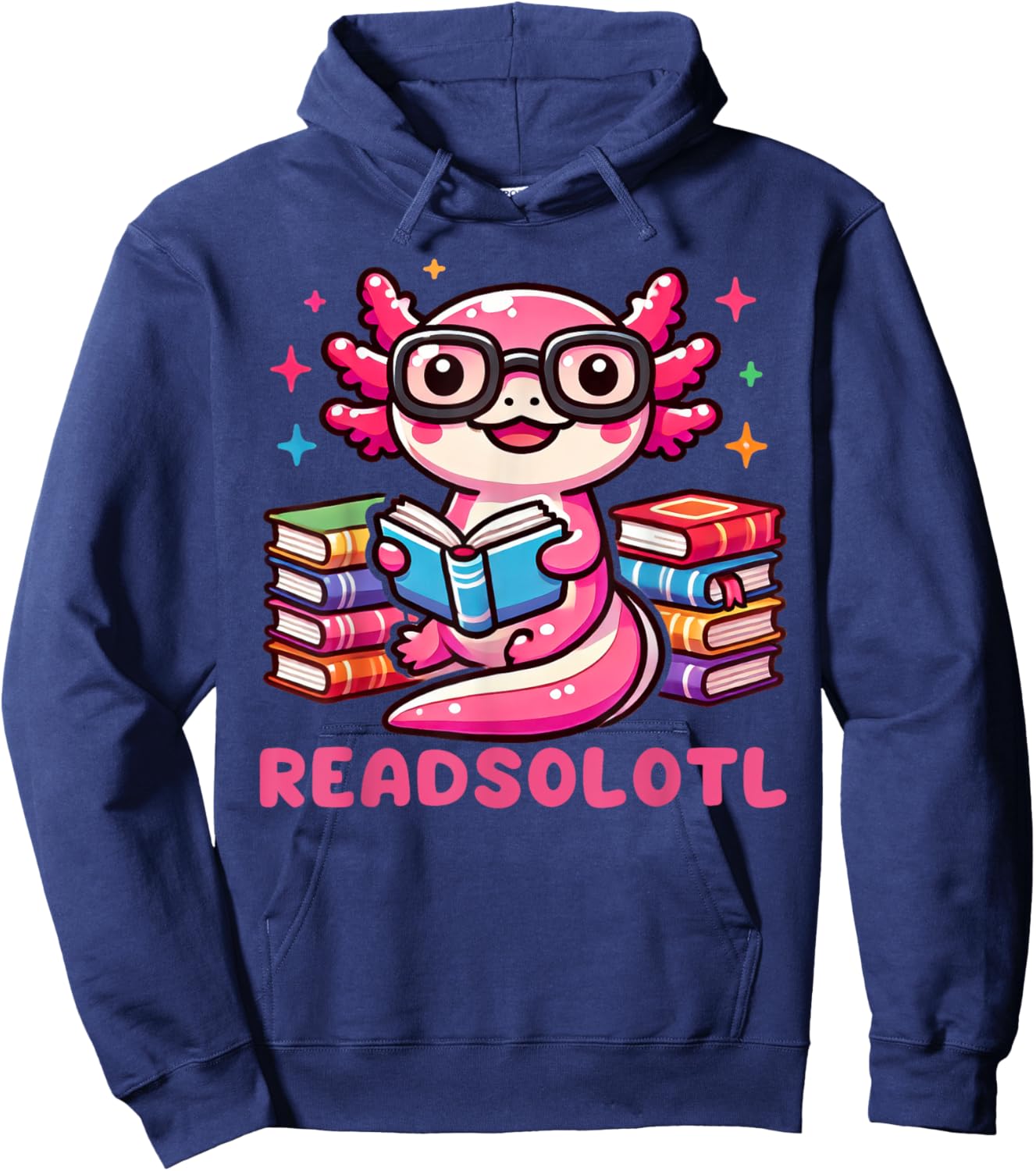 Kawaii Axolotl Readsolotl Book Lover Reading Bookworm Girls Hoodie - Hoodie | Navy