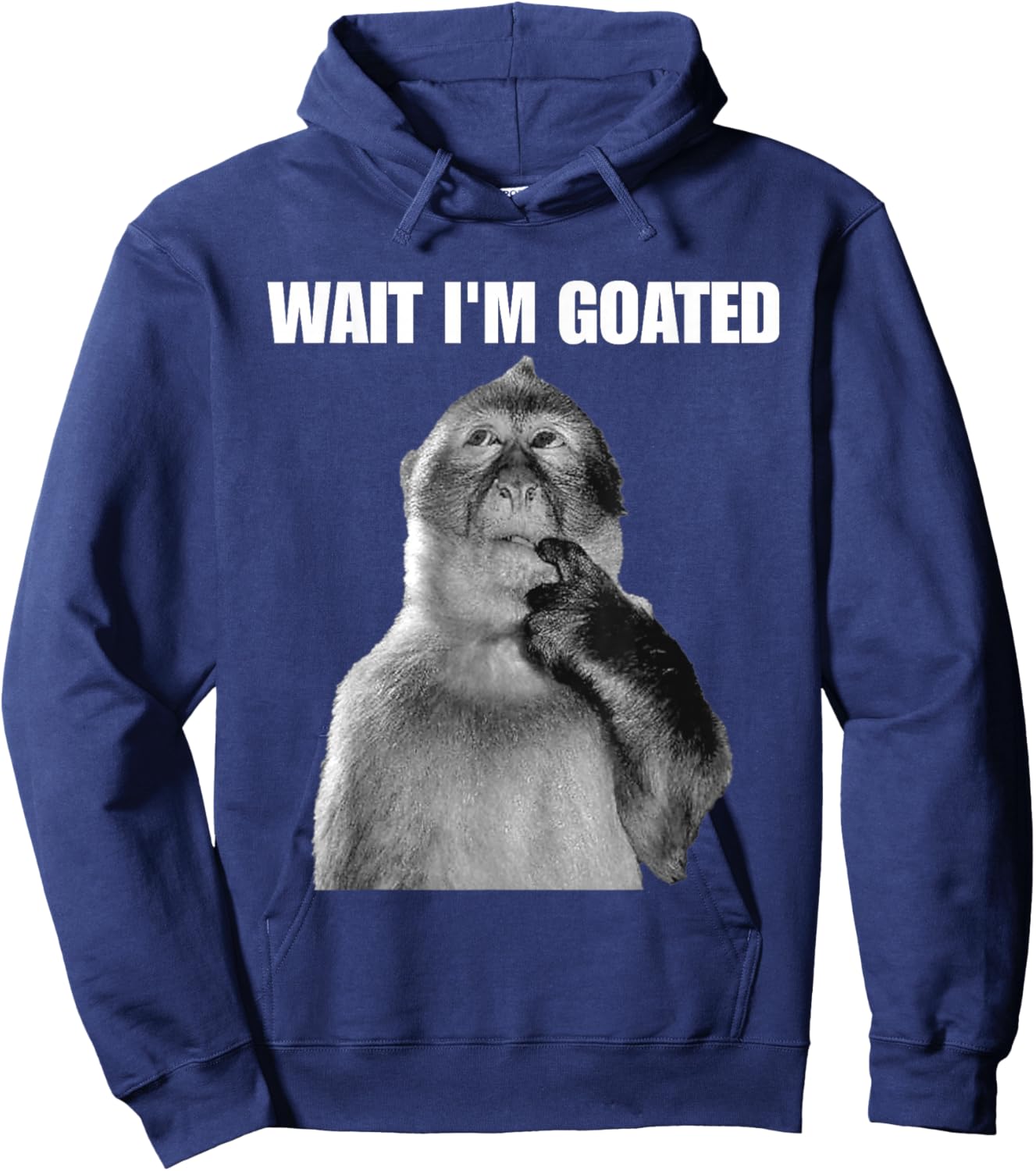 Wait I'm Goated Thinking Monkey Meme Hoodie - Hoodie | Navy