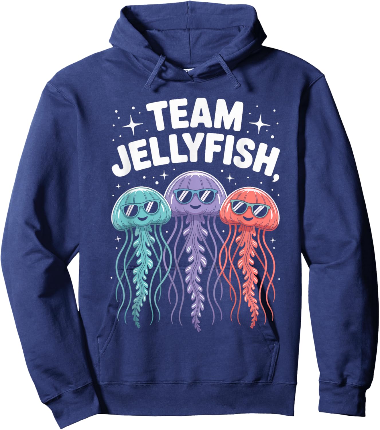 Jellyfish Team Funny Cartoon Ocean Birthday Party Style Hoodie - Hoodie | Navy